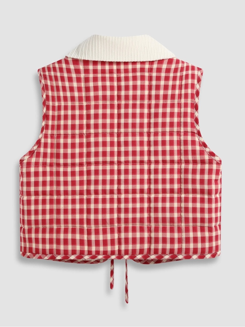 NWT CIDER OVERSIZED CONTRAST CHECK TIE FRONT BOW VEST - Picture 7 of 16